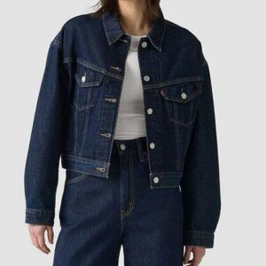 NEW! LEVI'S SHRUNKEN STRETCH DENIM JEAN JACKET CLASSIC TRUCKER INDIGO sz XS